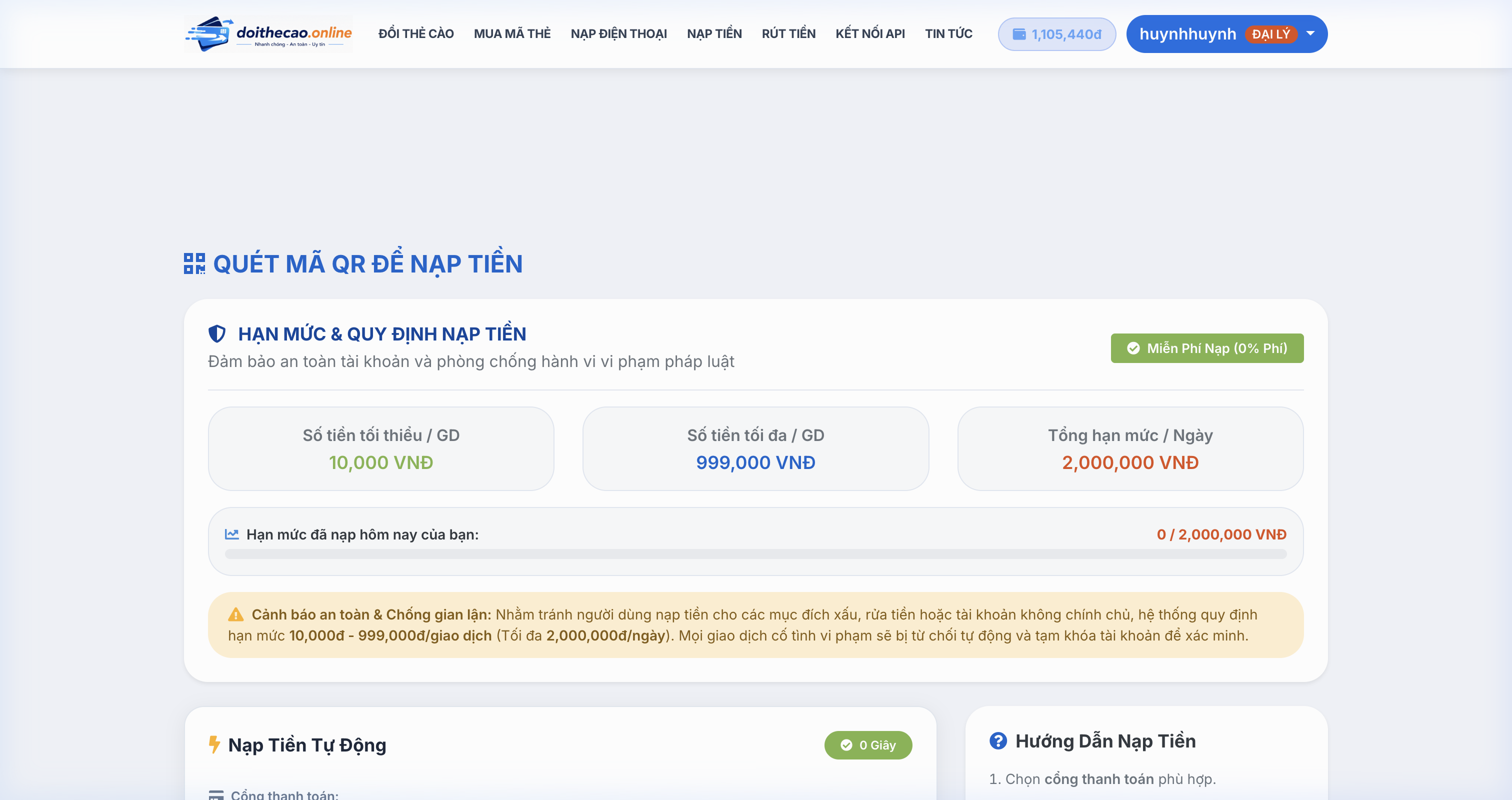 Hướng dẫn mua thẻ Garena bước 2 nạp tiền tự động ngân hàng